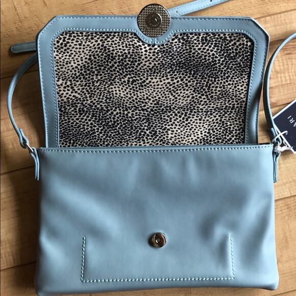 NEW Kaari Blue Shoulder Bag Purse Sky Blue Preppy Crossbody Long Strap 12x8 - Picture 3 of 7